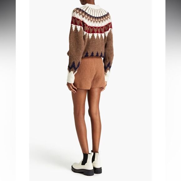 Rag & Bone Ribbed Maxine Merino Wool Shorts Size Large In Camel Tan - Picture 3 of 12